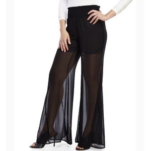 BRAND NEW Black sheer pants w shorts lining